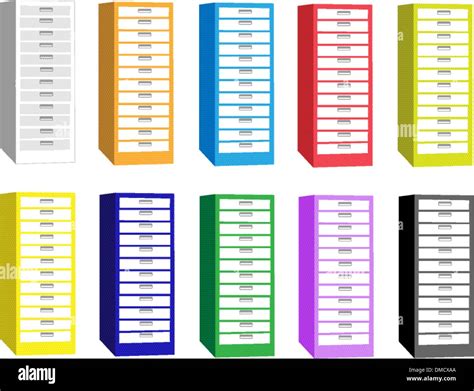 Colorful Illustration Set Of The Filing Cabinets Stock Vector Image