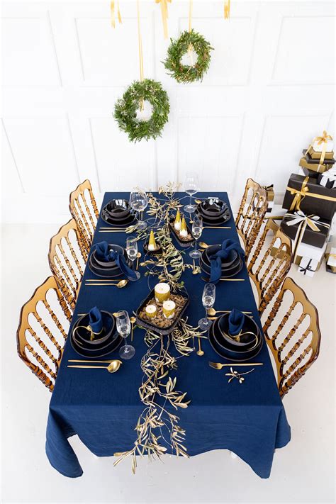 Blue Christmas Table Linens
