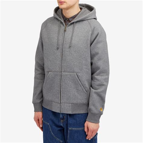 Carhartt Wip Hooded Chase Jacket Dark Grey Heather And Gold End