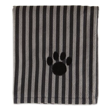 Bone Dry Black Stripe Embroidered Paw Pet Towel 44 L X 275 W X 02