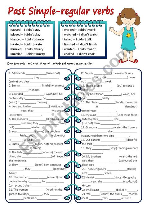 Regular Past Tense Verbs Pronunciation Practice 3
