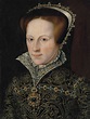 Mary I, Queen of England, bust-length, in jeweled French hood, gold ...