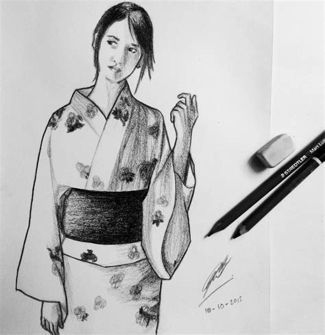 Japanese Girl Pencil Drawing