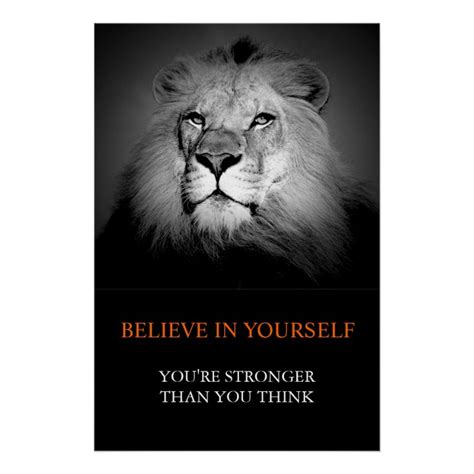 Trendy Motivational Believe In Yourself Lion Poster Au