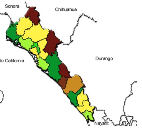 Turismo Y Arte En México 2013 Mapa Sinaloa México