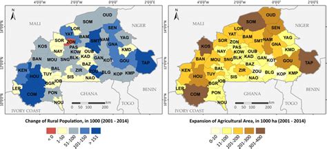 Change Of Rural Population In The Provinces Of Burkina Faso Between
