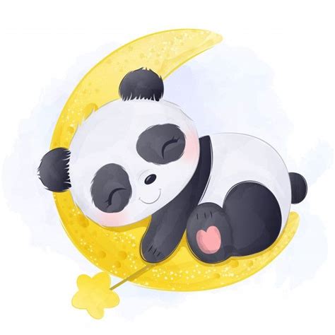 Premium Vector Adorable Baby Panda Sleeping Watercolor Cute Panda