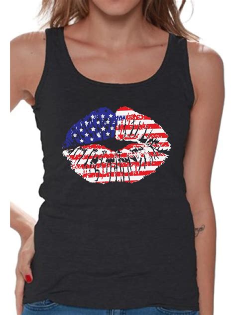 Awkward Styles American Flag Tank Tops Lips Tank Tank For Women Usa Flag Stars And Stripes Lips