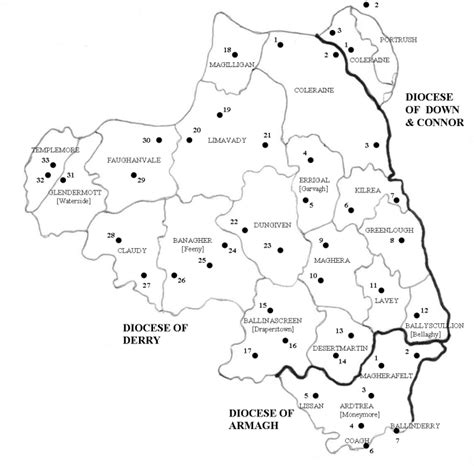 Map Showing The Locations Of Roman Catholic Parishes And Churches Of