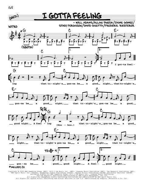 I Gotta Feeling Sheet Music The Black Eyed Peas Real Book Melody Lyrics And Chords