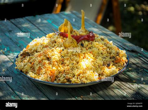 Traditional Pilaf With Lamb On A Plate Side View Stock Photo Alamy
