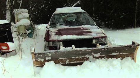 Homemade Wooden Snow Plow On A Toyota Corolla 4x4 Youtube