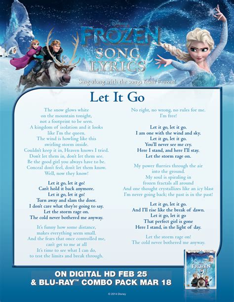 let it go frozen lyrics sheet