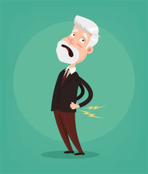 Old Man On A Back Pain Cartoons Illustrations Royalty Free Vector