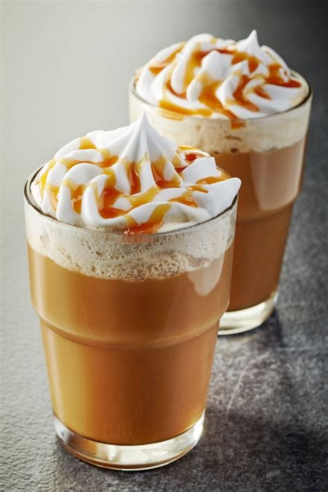 Two Glasses Of Coffee With Whipped Cream Stock Photo Image Of Mocha