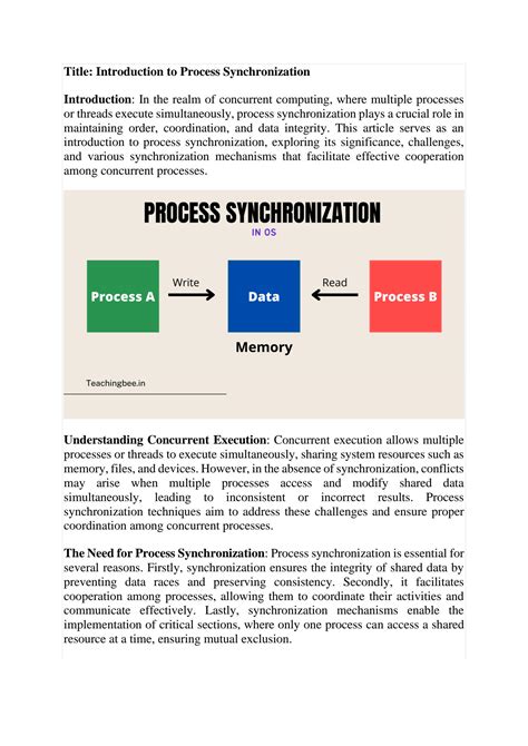 SOLUTION: Process synchronization in operating system - Studypool