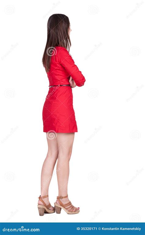 Back View Of Standing Young Beautiful Woman Stock Image Image Of