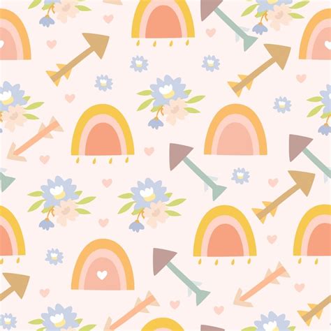 Premium Vector Pastel Pattern With Rainbow And Arrows