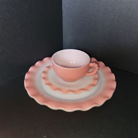 Place Setting Hazel Atlas Ripple Crinoline Pink Milk Glass Tea Cup