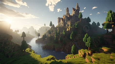 Minecraft Castle In The Middle Of The Mountains Background Minecraft