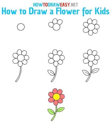 How To Draw A Flower Step By Step Easy Flower Drawings Flower