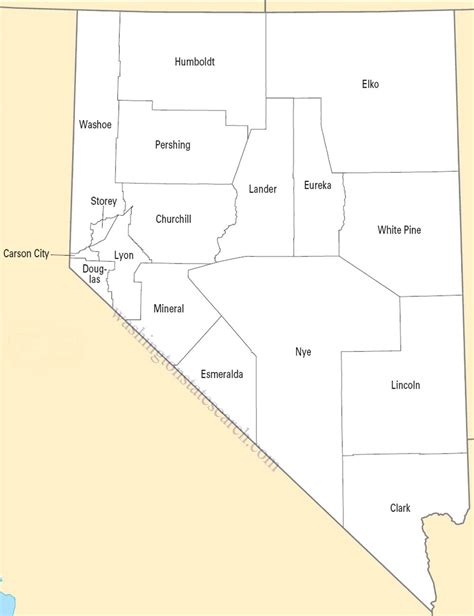 A Large Detailed Nevada State County Map