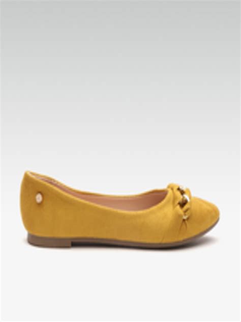 Buy Carlton London Women Mustard Yellow Solid Ballerinas Flats For