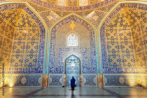 Awesome Interior View Of Sheikh Lotfollah Mosque Isfahan Iran Stock