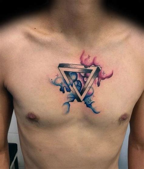 Watercolor fox tattoo on chest by fede gas tattoo. 60 Penrose Triangle Tattoo Designs For Men - Impossible ...