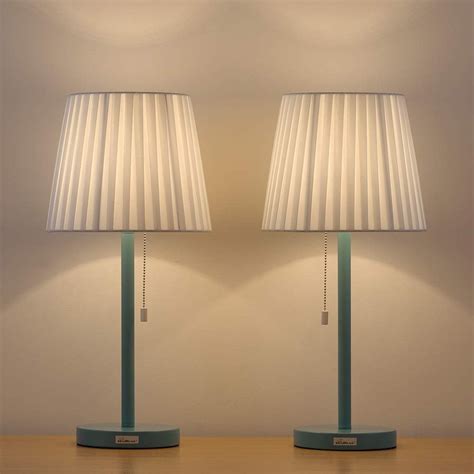Haitral Two Set Blue Contemporary Metal Lamp Pull Chain Light Table