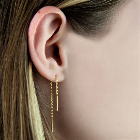 Gold Chain Threader Earrings By Apatchy In Chain Threader