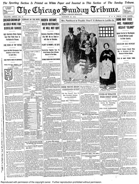 Chicago Tribune Archive Issue From October 19 1913 Chicago Tribune Historical Newspaper