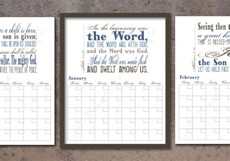 Monthly Calendar Names Of Jesus With Scripture Bible
