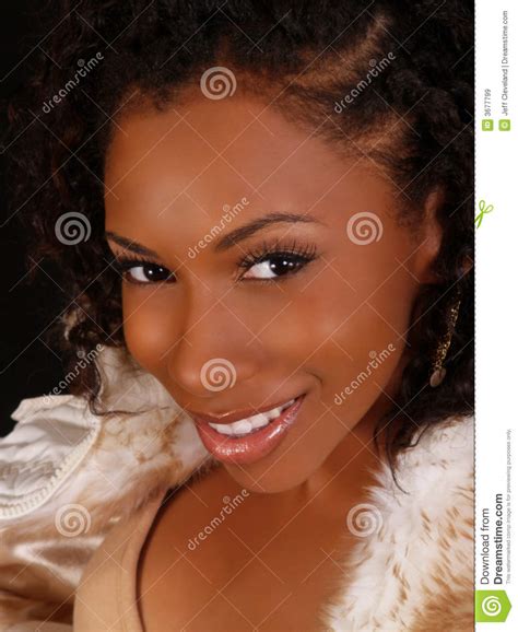 Young Black Woman Portrait Smiling Face And Eyes Stock