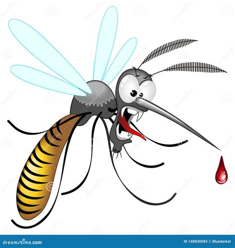 Mosquito Forbidden Funny And Angry Vector Cartoon Character Stock