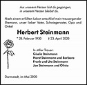 Traueranzeigen von Herbert Steinmann | www.vrm-trauer.de
