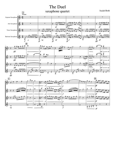 Saxophone Quartet Sheet Music For Soprano Saxophone Alto Saxophone