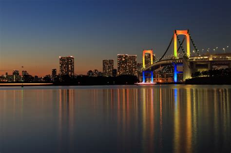 4k 5k Rainbow Bridge Bridges Tokyo Japan Night Bay Hd Wallpaper