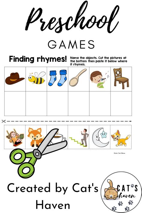 Rhyming Games And Worksheets Rhyming Games Preschool Games Rhyming