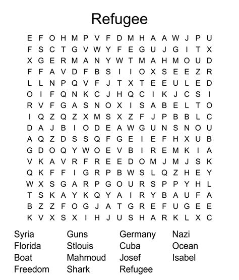 Refugee Word Search Wordmint