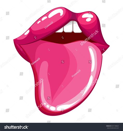 Open Mouth Lips Funny Protruding Tongueicon Stock Vector Royalty Free