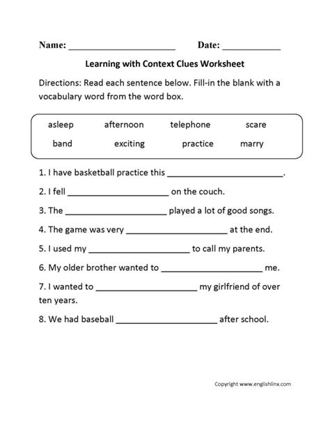 Context Clues Worksheets For 2nd Grade Word Discovery Context Clues
