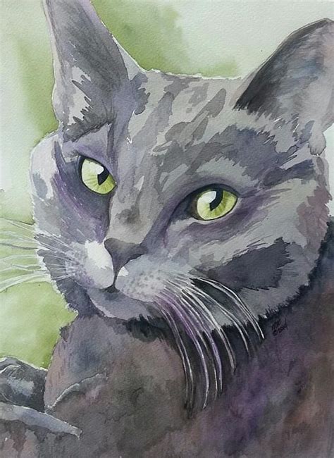 Girlfriend By Michal Madison In 2021 Watercolor Cat Cat Portraits