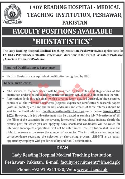 Medical Teaching Institution Lrh Mti Peshawar Jobs Job
