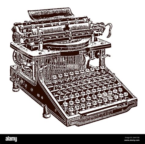 Historical Typewriter Machine After An Engraving From The 19th Century Stock Vector Image And Art