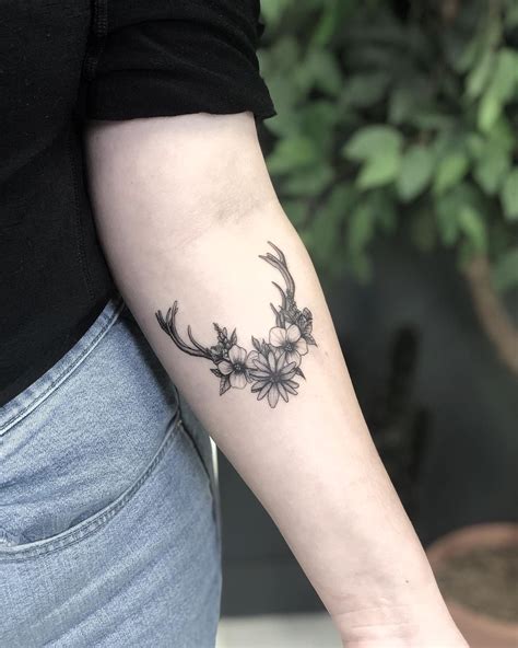Deer Antlers Tattoo By Sabrina Alfara Antler Tattoo Antler Tattoos Deer Antler Tattoos