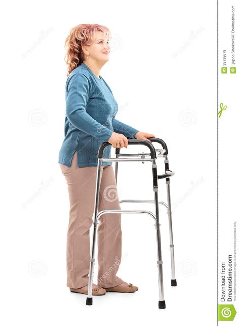 The video was captured on security camera. Mature Woman With Walker Looking Up Stock Photo - Image ...