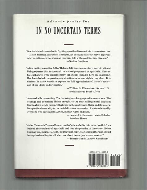 In No Uncertain Terms A South African Memoir Foreword By Nelson