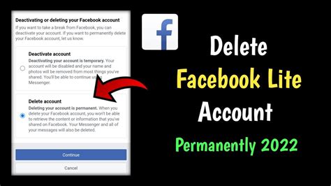 facebook lite account delete kaise kare how to delete facebook lite account permanently 2022