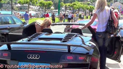 Hot Girl Driving An Audi R8 Gt Spyder Revs And Accelerations Youtube